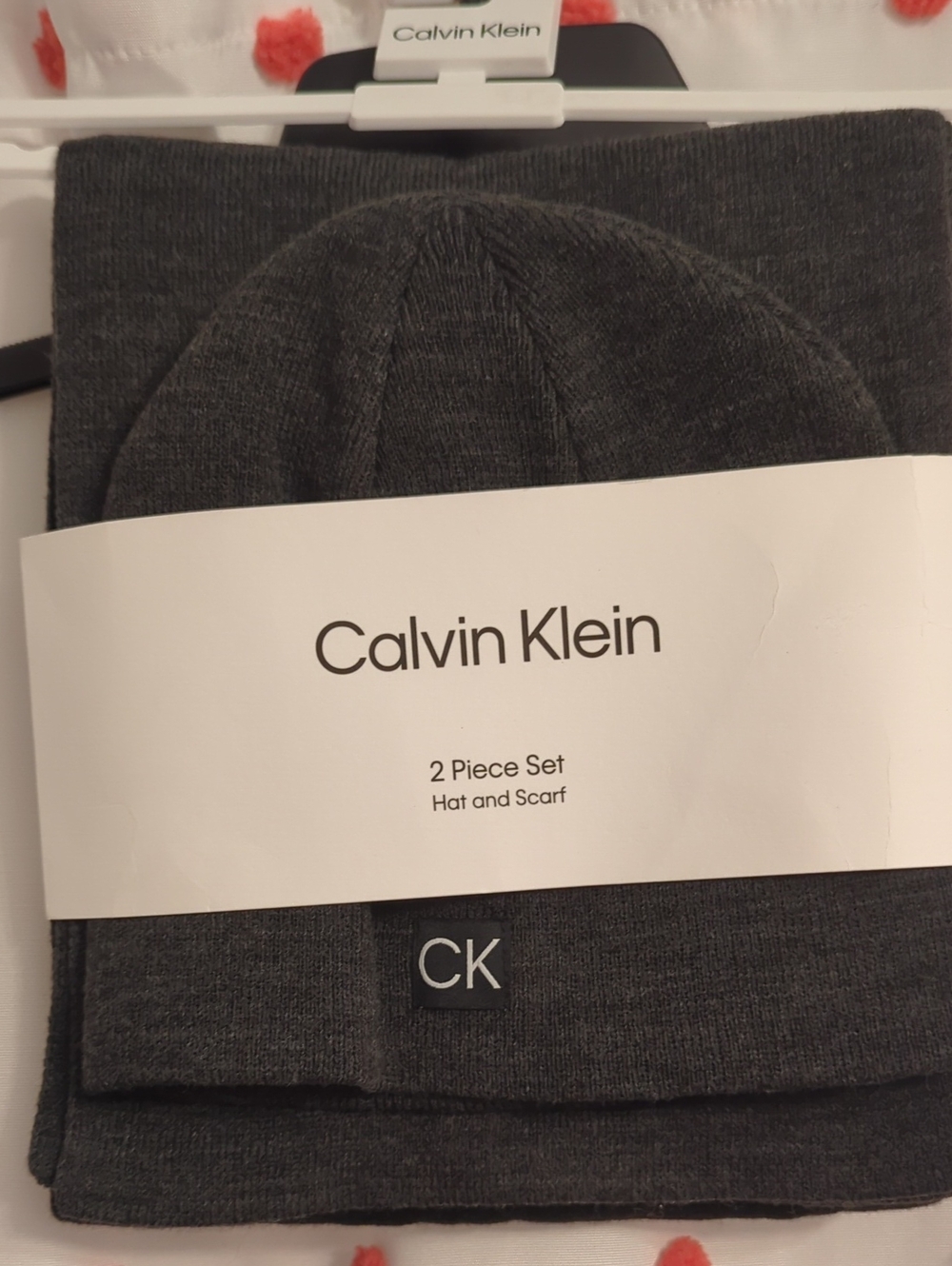 Calvin Klein Men's Charcoal Gray Hat and Scarf 2-Piece Set